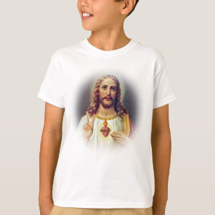 Jesus Sacred Heart Peace Sign Portrait T-Shirt