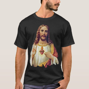 Jesus Sacred Heart Peace Sign Portrait T-Shirt