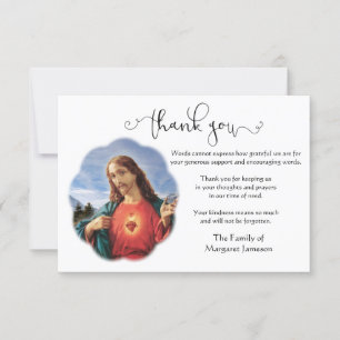 Jesus Sacred Heart Thank You Condolence Card