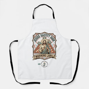 Jesus Safety Sign Warning Label Jesus Safety Sign  Apron