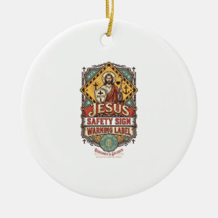 Jesus Safety Sign Warning Label Jesus Safety Sign Ceramic Tree Decoration