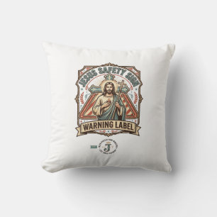 Jesus Safety Sign Warning Label Jesus Safety Sign Cushion
