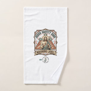 Jesus Safety Sign Warning Label Jesus Safety Sign Hand Towel