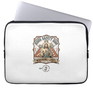 Jesus Safety Sign Warning Label Jesus Safety Sign Laptop Sleeve