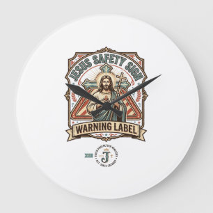 Jesus Safety Sign Warning Label Jesus Safety Sign Large Clock