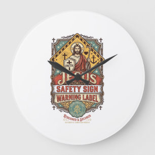 Jesus Safety Sign Warning Label Jesus Safety Sign Large Clock