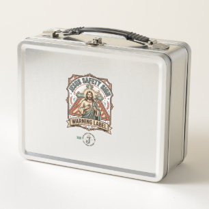 Jesus Safety Sign Warning Label Jesus Safety Sign  Metal Lunch Box