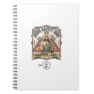 Jesus Safety Sign Warning Label Jesus Safety Sign Notebook