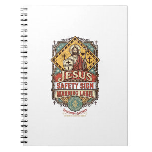 Jesus Safety Sign Warning Label Jesus Safety Sign Notebook