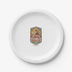 Jesus Safety Sign Warning Label Jesus Safety Sign  Paper Plate