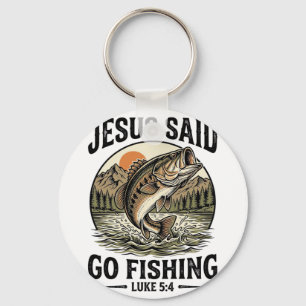 Jesus Said Go Fishing Vintage Bass Christian Key Ring