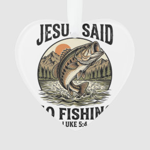 Jesus Said Go Fishing Vintage Bass Christian Ornament