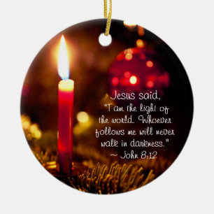 Jesus said, I am the light of the world, John 8:12 Ceramic Tree Decoration