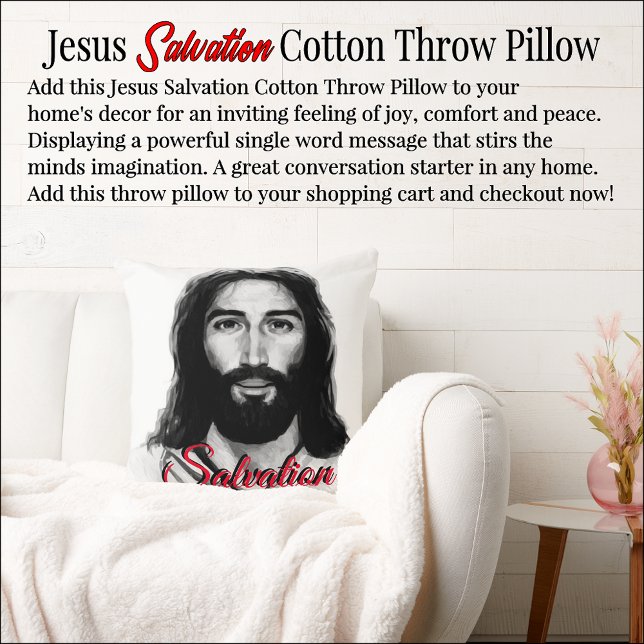 Jesus Salvation Cotton Throw Pillow (Creator Uploaded)