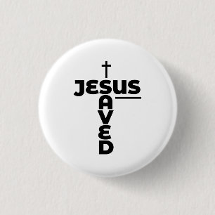 Jesus Saved - Christian 3 Cm Round Badge