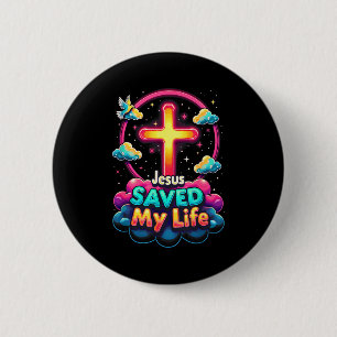 Jesus Saved My Life Cross Christians Bible Religio 6 Cm Round Badge