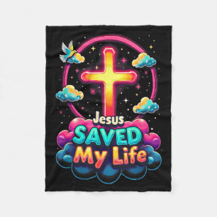 Jesus Saved My Life Cross Christians Bible Religio Fleece Blanket