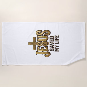 Jesus Saved My Life Cross Vintage Beach Towel