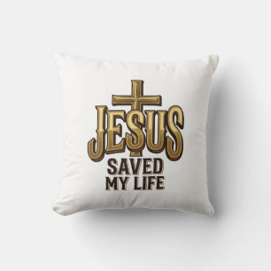 Jesus Saved My Life Cross Vintage Cushion