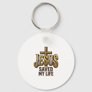 Jesus Saved My Life Cross Vintage Key Ring