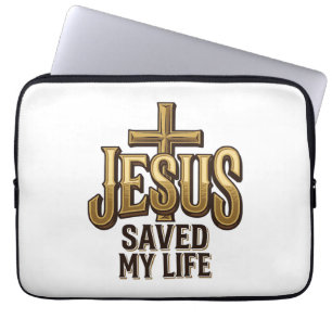 Jesus Saved My Life Cross Vintage Laptop Sleeve