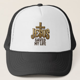 Jesus Saved My Life Cross Vintage Trucker Hat