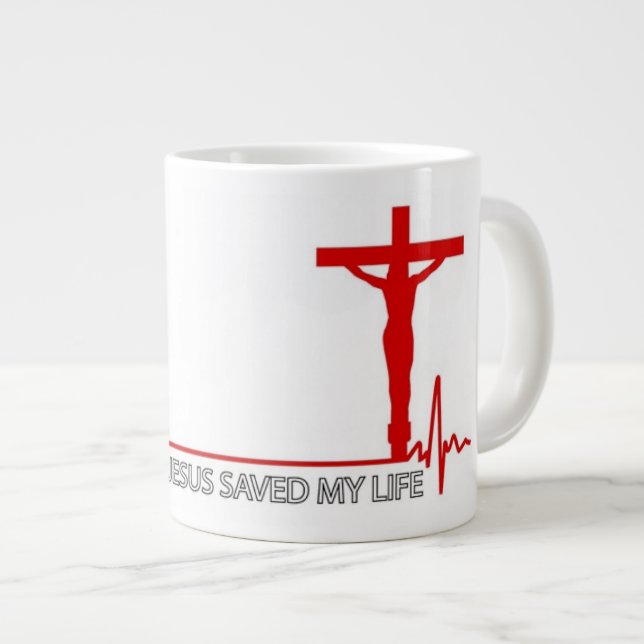 Jesus Saved My Life  - Extra-large coffee  mug (Front Right)
