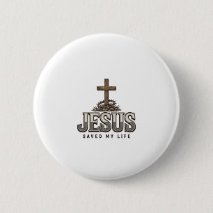 Jesus Saved My Life Vintage Engraving Christian De 6 Cm Round Badge