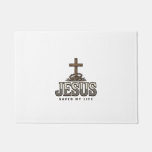 Jesus Saved My Life Vintage Engraving Christian De Doormat
