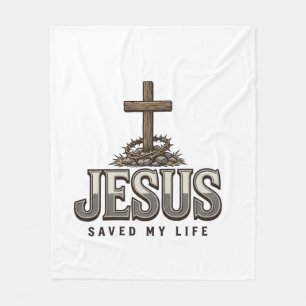 Jesus Saved My Life Vintage Engraving Christian De Fleece Blanket