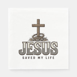 Jesus Saved My Life Vintage Engraving Christian De Napkin