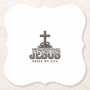 Jesus Saved My Life Vintage Engraving Christian De Paper Coaster