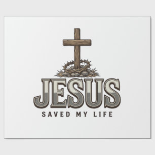 Jesus Saved My Life Vintage Engraving Christian De Wrapping Paper