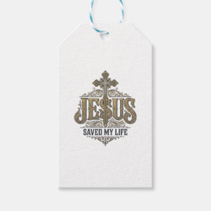 Jesus Saved My Life Vintage Engraving Christian Sh Gift Tags