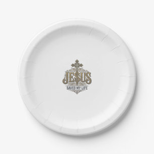 Jesus Saved My Life Vintage Engraving Christian Sh Paper Plate