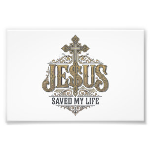 Jesus Saved My Life Vintage Engraving Christian Sh Photo Print