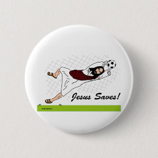JESUS SAVES! 6 CM ROUND BADGE