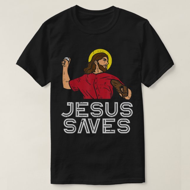 Jesus Saves Baseball God Sports Christian Men Wome T-Shirt (Design Front)