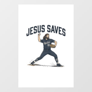 Jesus Saves Baseball Pitcher Vintage Engraving Shi