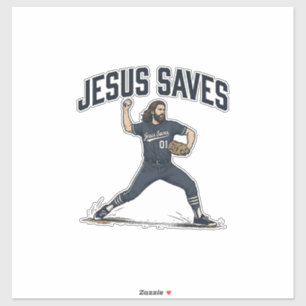 Jesus Saves Baseball Pitcher Vintage Engraving Shi