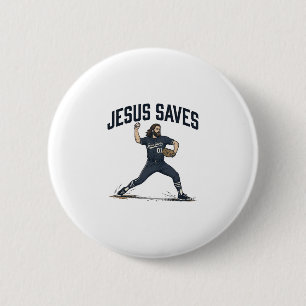 Jesus Saves Baseball Pitcher Vintage Engraving Shi 6 Cm Round Badge