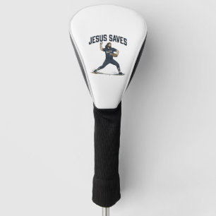 Jesus Saves Baseball Pitcher Vintage Engraving Shi Golf Head Cover