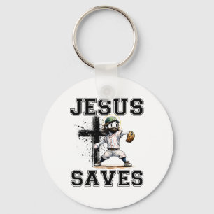 Jesus Saves Baseball Religious Christian Faith Cro Key Ring