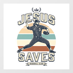 Jesus Saves Baseball Vintage Christian Vector Desi