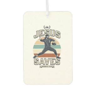 Jesus Saves Baseball Vintage Christian Vector Desi Car Air Freshener