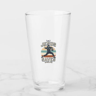 Jesus Saves Baseball Vintage Christian Vector Desi Glass