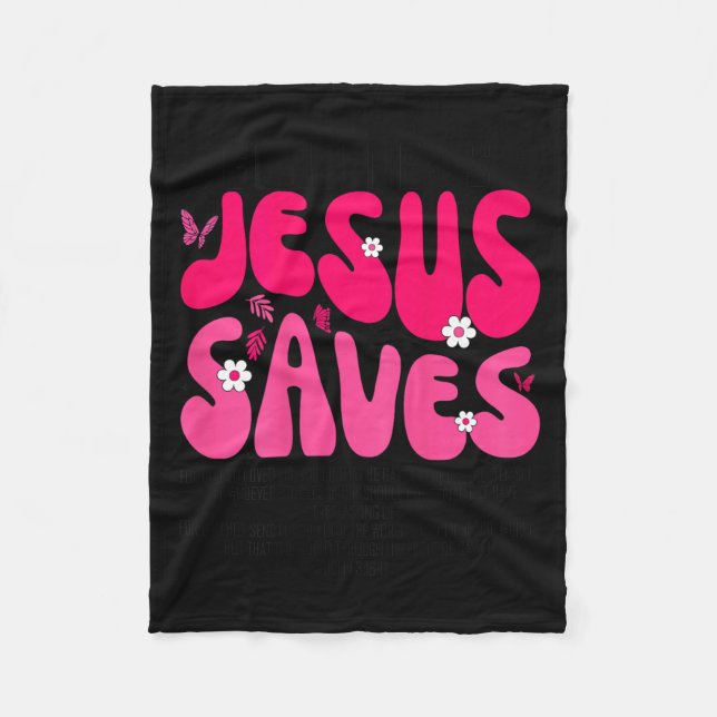 Jesus Saves Bible Verse Christian Faith Religious  Fleece Blanket (Front)