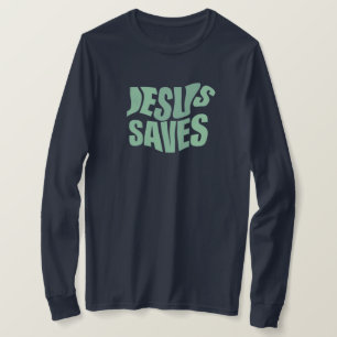 Jesus Saves  Blue Print  Basic Long Sleeve T-Shirt