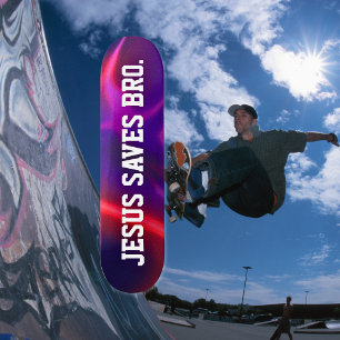 Jesus Saves Bro. Abstract Red Skateboard