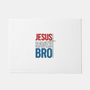 Jesus Saves Bro Christian Typography T-Shirt Desig Doormat